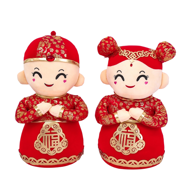 Good quality Ganglian of Tiger Mascot Fuwa Cartoon Plush Toy New Year Spring Golden Boy Jade Girl Doll Figure