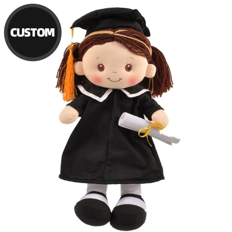 SongshanToys ODM OEM Plush Toys Creative Customized Stuffed Graduation Souvenir Gift Doctor Hat Dress Rag Doll for Students